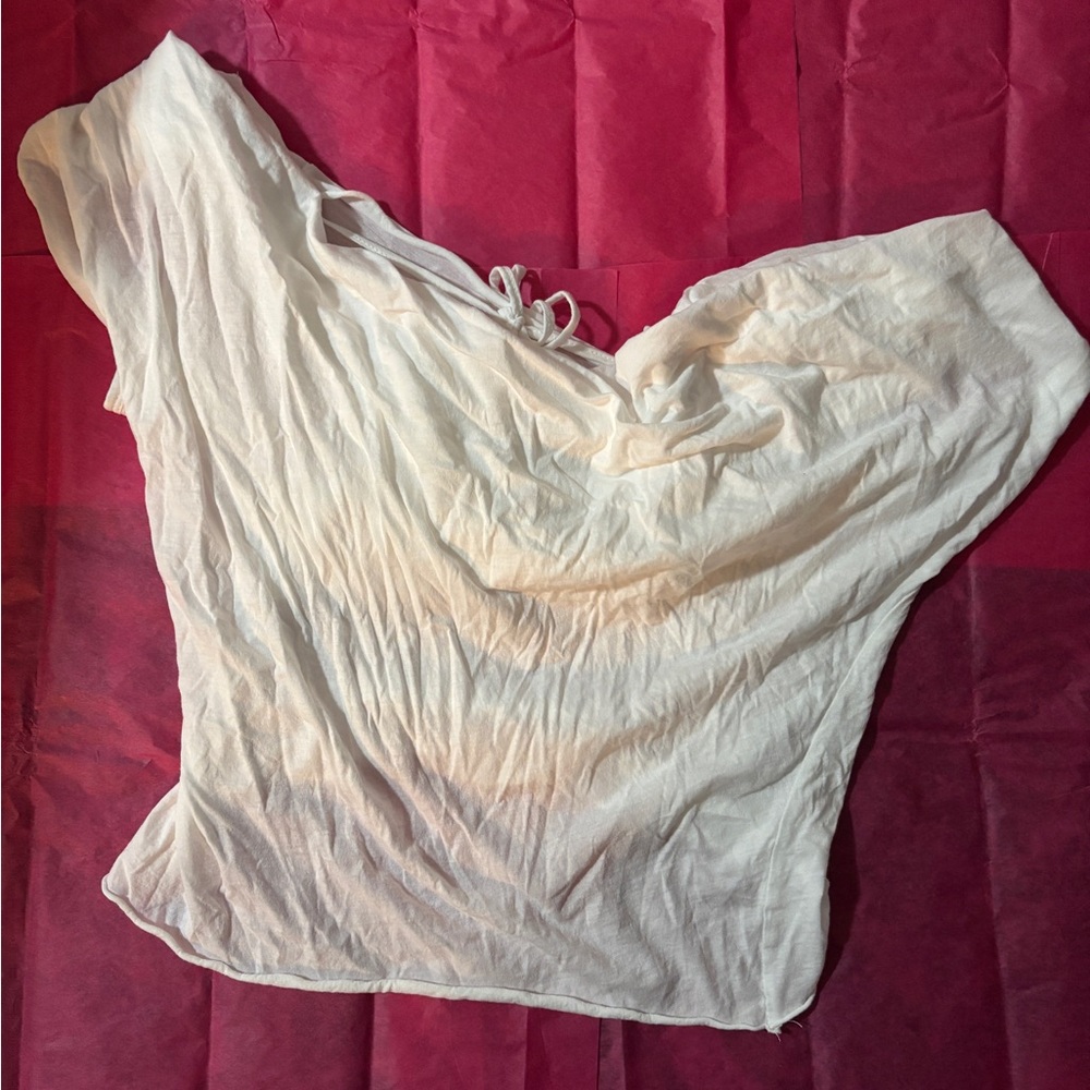 Zara Cream Short Sleeve Ruched Blouse